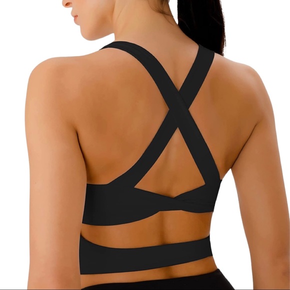 Sports Bras for Women Criss-Cross Back Padded Workout Tank Top - Picture 1 of 2